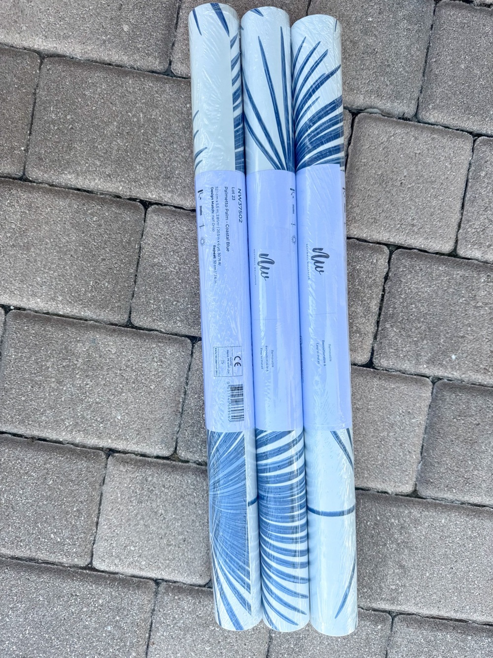 NWT NextWall Wallpaper NW37502 Palmetto Palm Peel & Stick Coastal Blue 3 Rolls